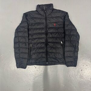 Ralph Lauren Black Puffer Jacket with Red Logo
